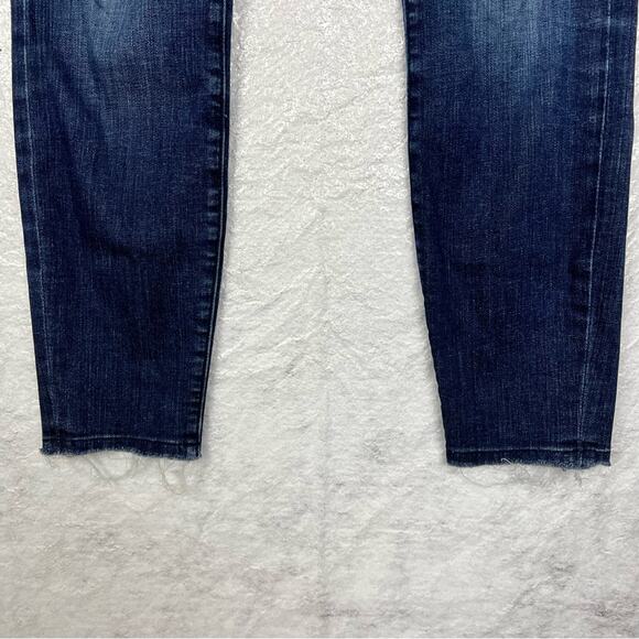 Current Elliot Jeans Wallace Released Frayed Hem Skinny Low Rise Dark Size 26 - Picture 4 of 7